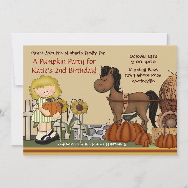 Pumpkin Patch Girl Invitation (Front)