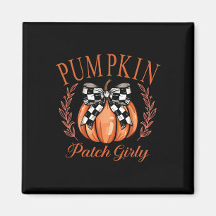 Pumpkin Patch Girly Chequered Coquette Bow Thanksg Magnet