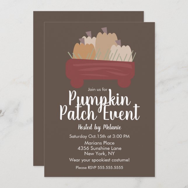  Pumpkin Patch Halloween Fall Event Flyer Brown Invitation (Front/Back)