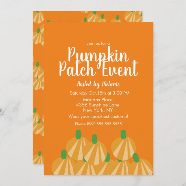  Pumpkin Patch Halloween Fall Event Flyer Invitation (Front/Back)