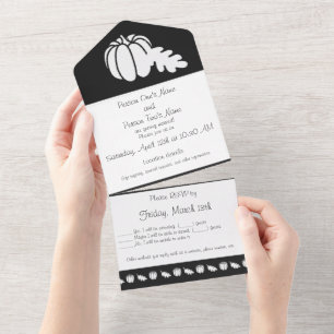 Pumpkin Patch in Black All In One Invitation