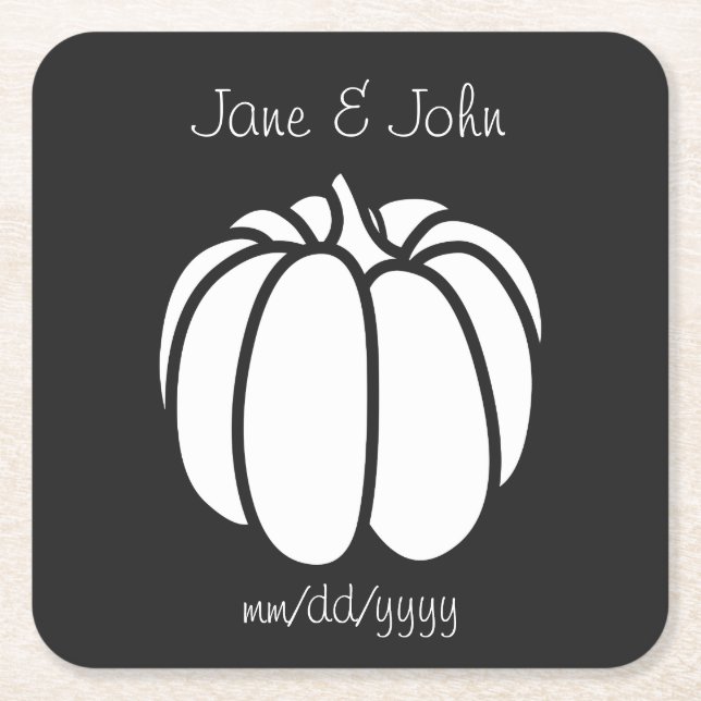 Pumpkin Patch in Black Paper Coaster (Front)