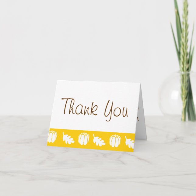 Pumpkin Patch in Yellow Thank You Card (Front)