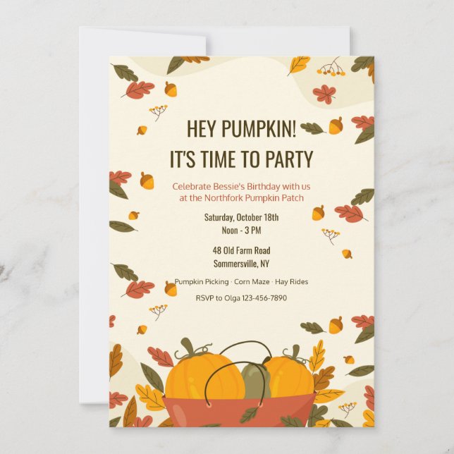 Pumpkin Patch  Invitation (Front)
