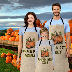Pumpkin Patch Kiddo Halloween Faux Burlap  Apron
