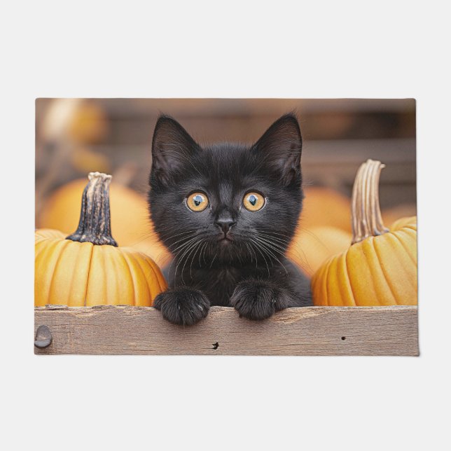 Pumpkin Patch Kitten Doormat (Front)