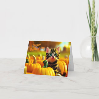 Pumpkin Patch Kitten Thanksgiving Card