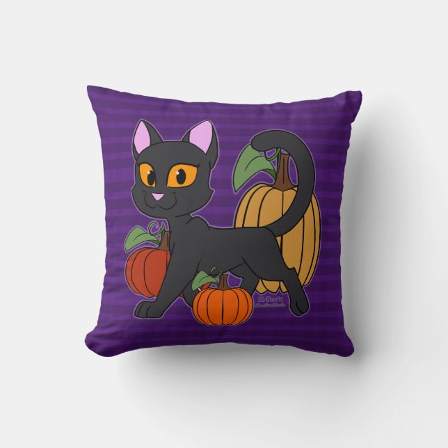 Pumpkin Patch Kitty Cat Cushion (Front)