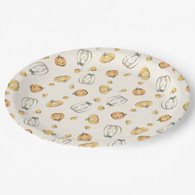 Pumpkin Patch Paper Party Plate (Angled)