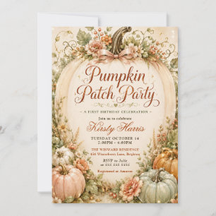 Pumpkin Patch Party 1st Birthday Celebration Invitation