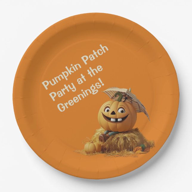 Pumpkin Patch Party Cute Pumpkin Costume Paper Plate (Front)