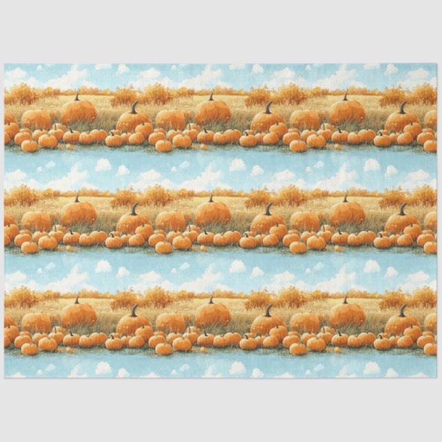 Pumpkin Patch Pattern Decoupage Tissue Paper (Front)