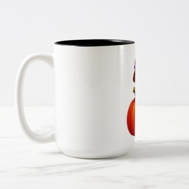 Pumpkin Patch Scarecrow Glow Two-Tone Coffee Mug (Left)