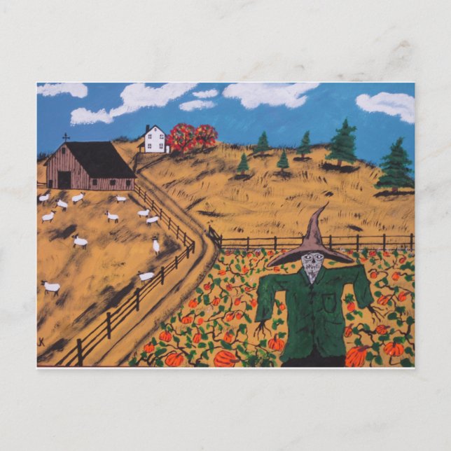 Pumpkin Patch Scarecrow Postcard (Front)