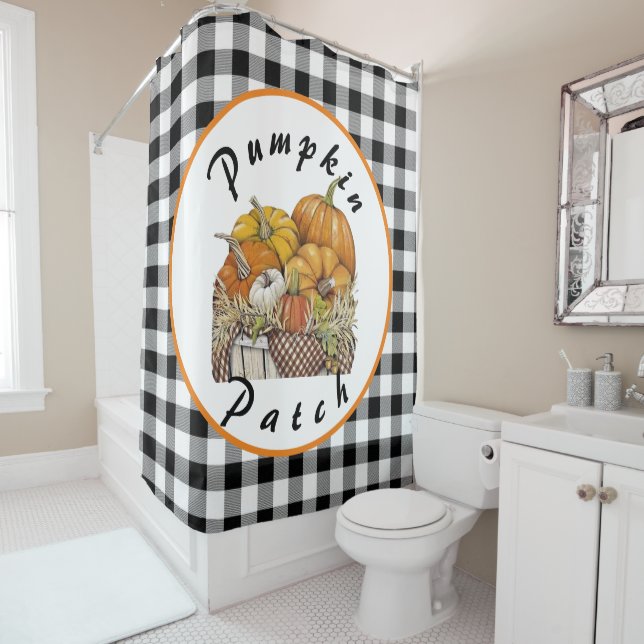 Pumpkin patch shower curtain (In Situ)