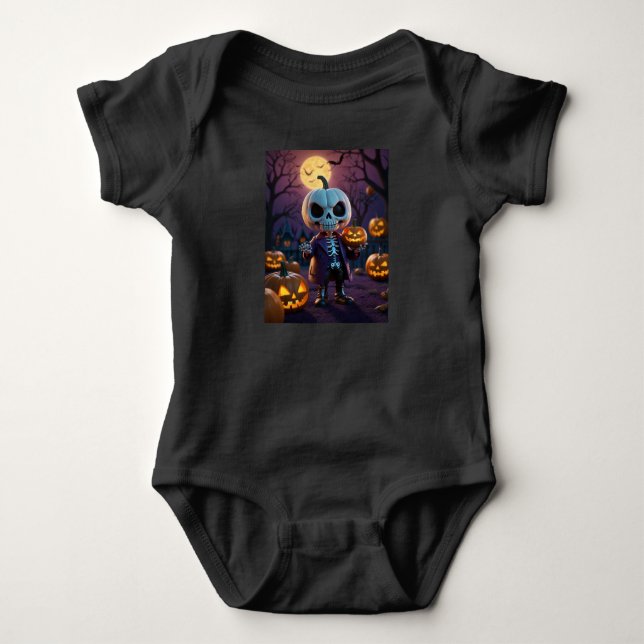 Pumpkin Patch Skeleton Companion Baby Bodysuit (Front)