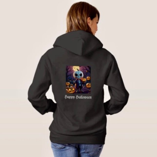 Pumpkin Patch Skeleton Companion Hoodie (10oz. cotton-poly blend 100% cotton face set-in sleeves  double needle-stitched armholes bottom band)