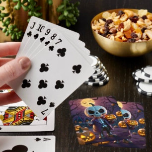 Pumpkin Patch Skeleton Companion Playing Cards