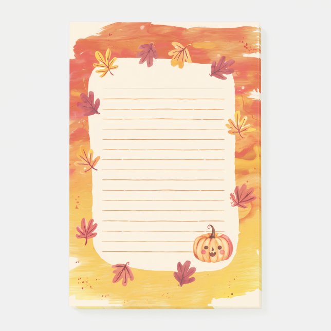 Pumpkin Patch & Sky-Kissed Leaves Post-it Notes (Front)