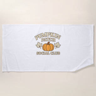Pumpkin Patch Social Club – Cosy Autumn Aesthetic  Beach Towel