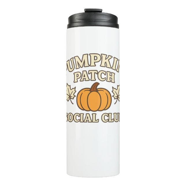 Pumpkin Patch Social Club – Cosy Autumn Aesthetic  Thermal Tumbler (Front)