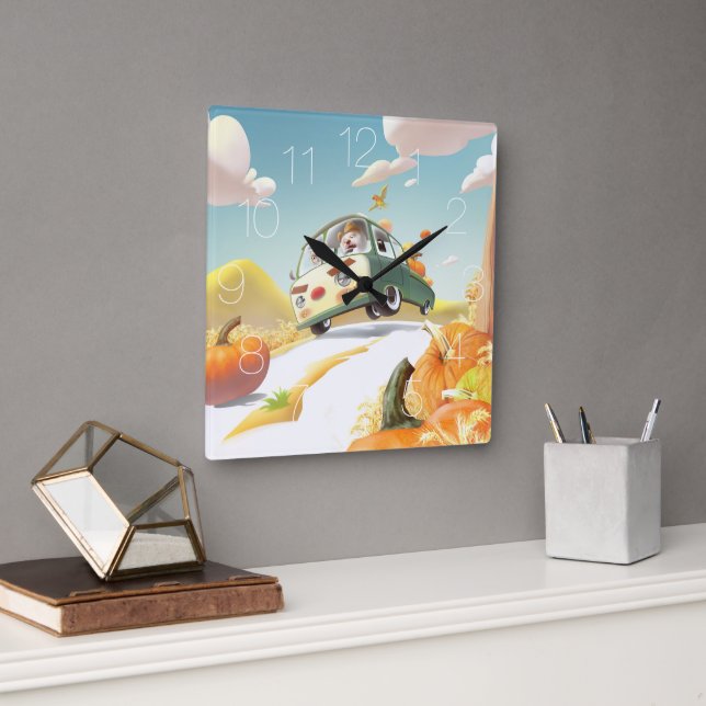 Pumpkin Patch Square Wall Clock (Office)