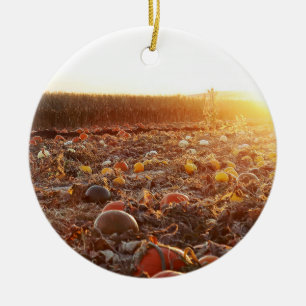 Pumpkin Patch Sunset C Ceramic Ornament