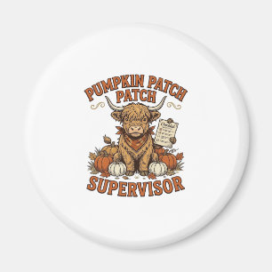 Pumpkin Patch Supervisor Highland Cow Vintage Shir Magnet