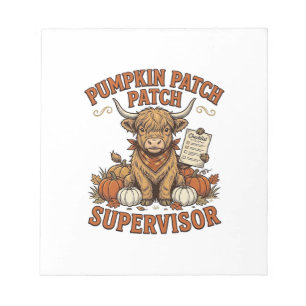 Pumpkin Patch Supervisor Highland Cow Vintage Shir Notepad