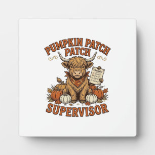 Pumpkin Patch Supervisor Highland Cow Vintage Shir Plaque