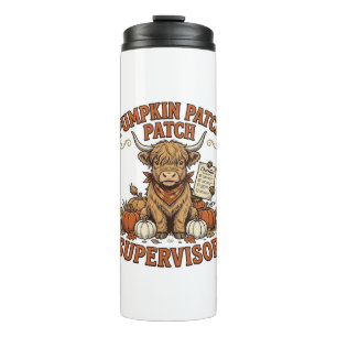 Pumpkin Patch Supervisor Highland Cow Vintage Shir Thermal Tumbler
