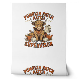 Pumpkin Patch Supervisor Highland Cow Vintage Shir Wallpaper