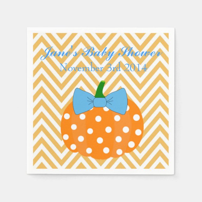 Pumpkin Patch Themed Boy Baby Shower Napkins (Front)