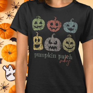 Pumpkin Patch Vibes Retro Halloween Colourful T-Shirt