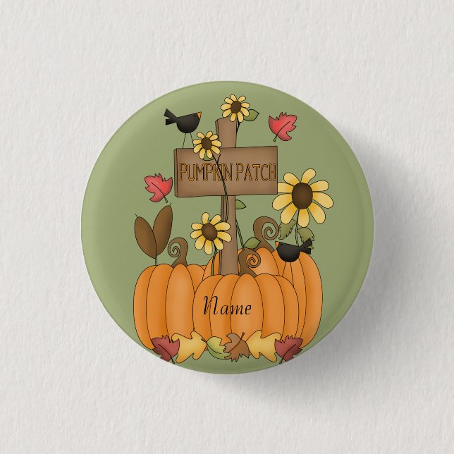 Pumpkin Patch with Name 3 Cm Round Badge (Front)