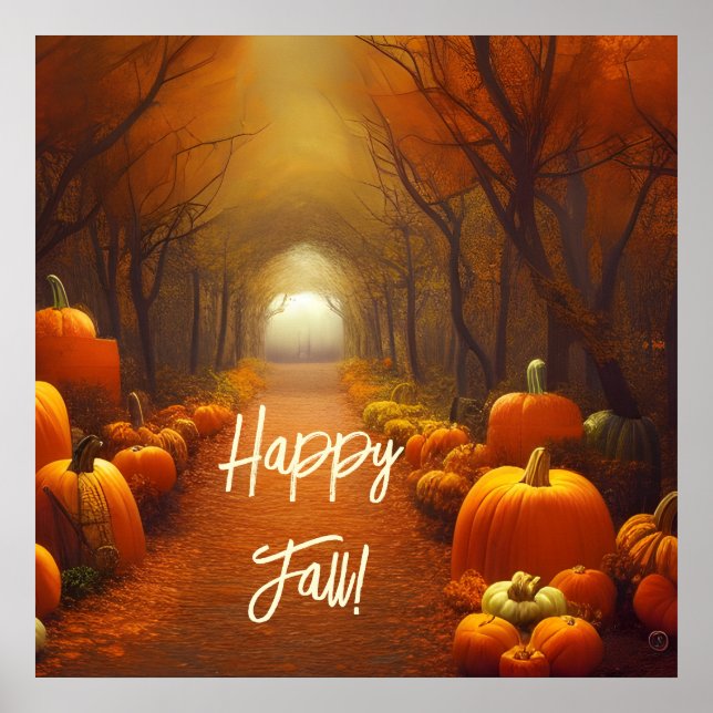 Pumpkin Path Beautiful Autumn Scene Custom  Poster (Front)
