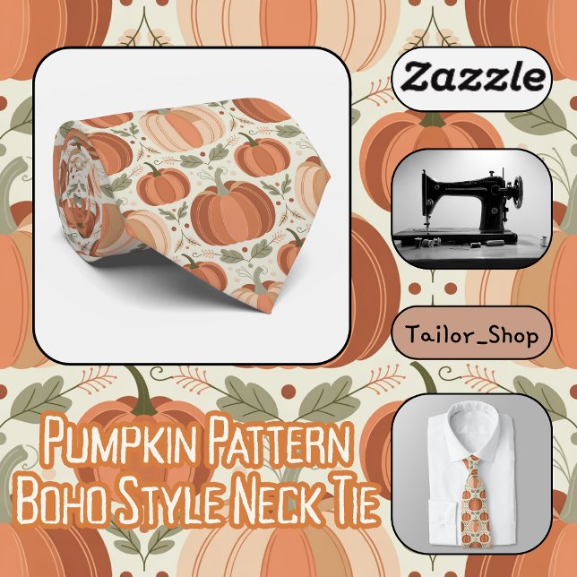 Pumpkin Pattern Boho Style Tie (Pumpkin Pattern Boho Style Neck Tie)