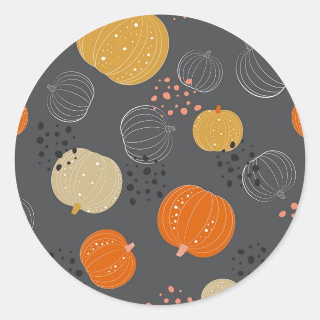 Pumpkin pattern classic round sticker (Front)
