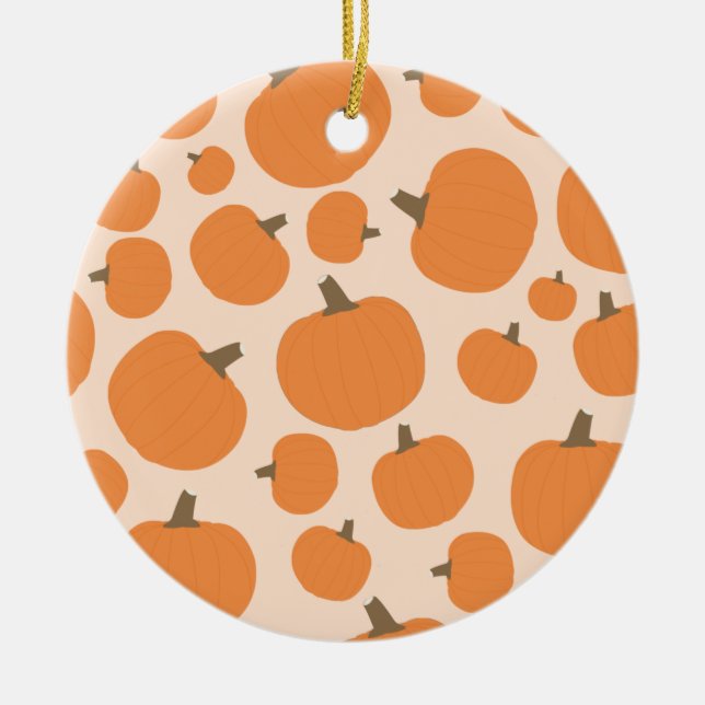 Pumpkin Pattern Fall Autumn Halloween Ceramic Ornament (Front)