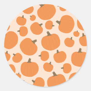 Pumpkin Pattern Fall Autumn Halloween Classic Round Sticker