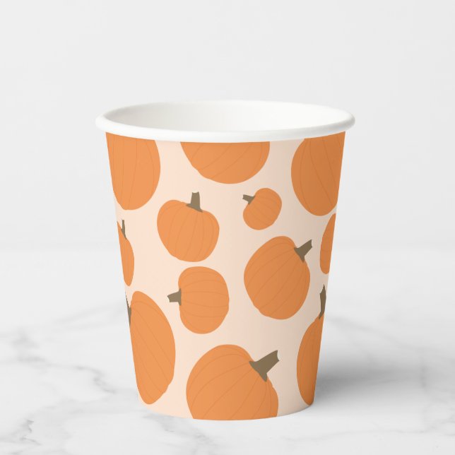 Pumpkin Pattern Fall Autumn Halloween Paper Cups (Front)