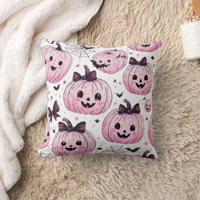 Pumpkin Pattern Halloween Throw Pillow (Blanket)
