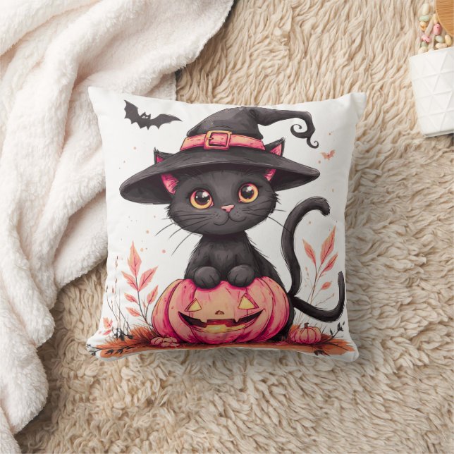 Pumpkin Pattern Halloween Throw Pillow (Blanket)