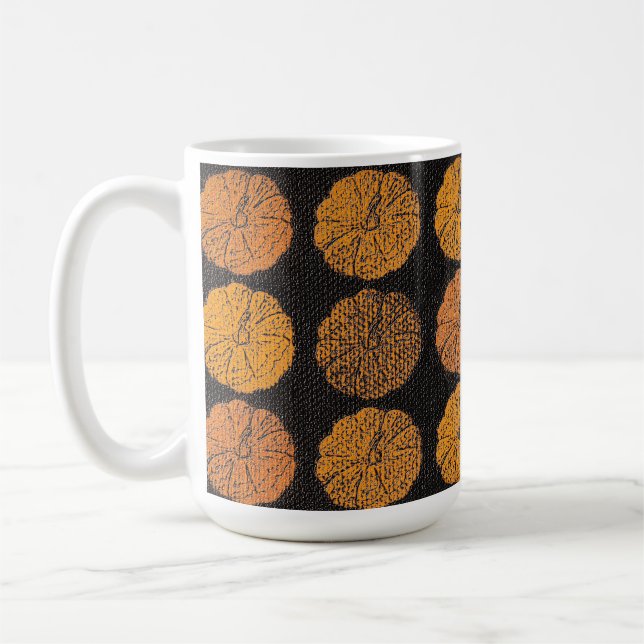 Pumpkin Pattern Orange Coffee Mug (Left)