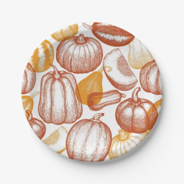 Pumpkin pattern paper plate (Front)