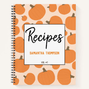 Pumpkin Pattern Recipe Blank Cookbook Notebook
