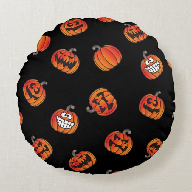Pumpkin pattern round cushion (Front)
