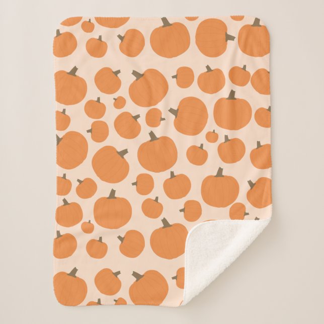 Pumpkin Pattern Sherpa Blanket (Front)