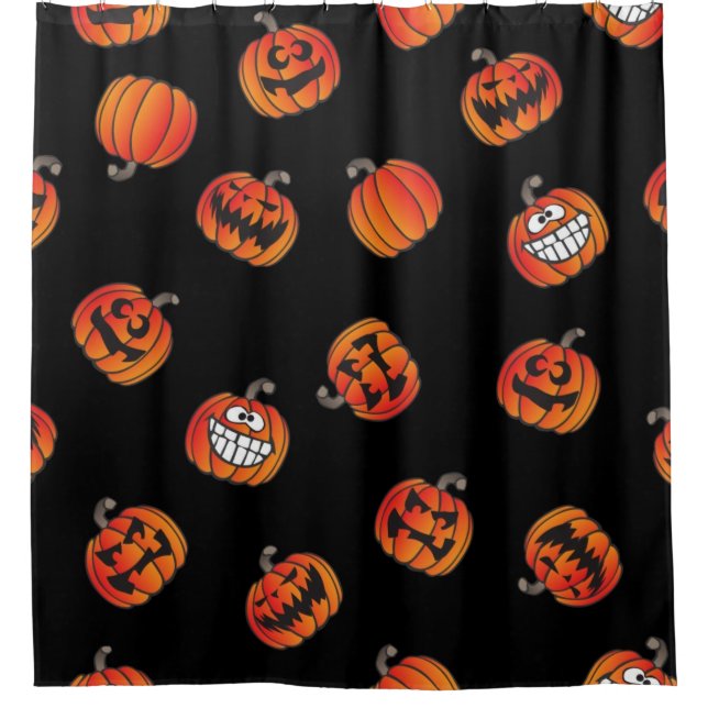 Pumpkin pattern shower curtain (Front)