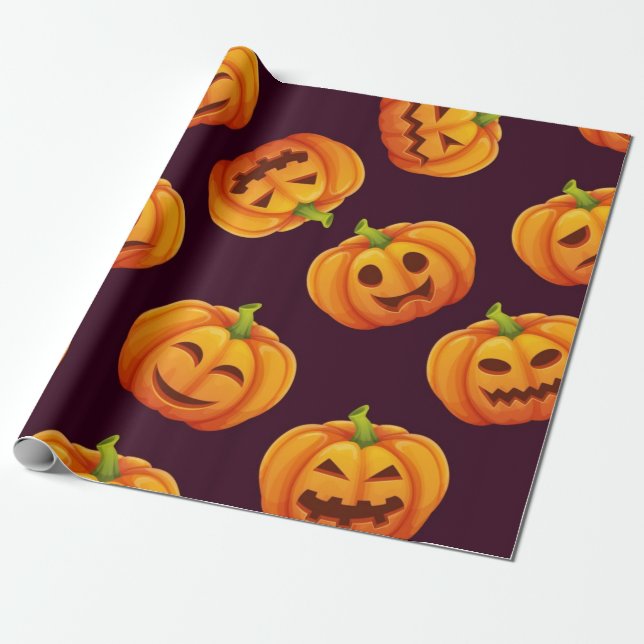 Pumpkin pattern wrapping paper (Unrolled)